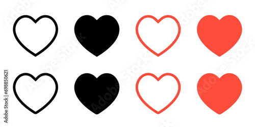 Wishlist love icon set collection. Heart symbol vector photo