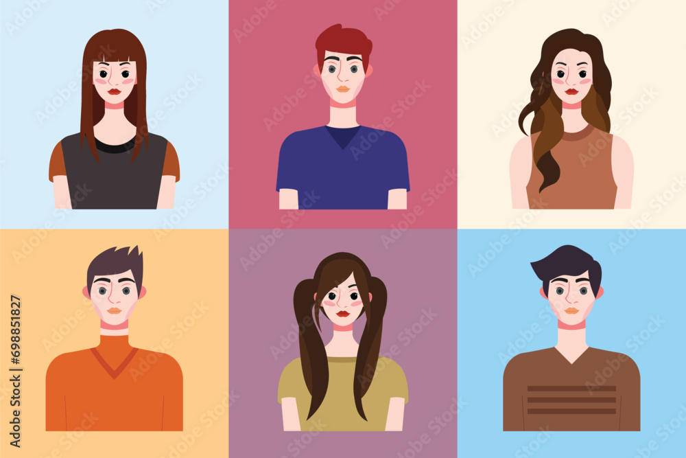 Set of avatars of young people in flat style. Vector illustration Set of avatars of young people in flat style. Vector illustration