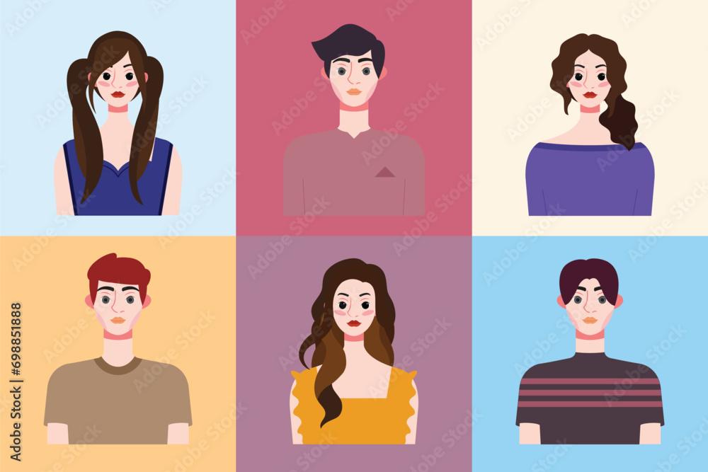 Set of avatars of young people in flat style. Vector illustration Set of avatars of young people in flat style. Vector illustration