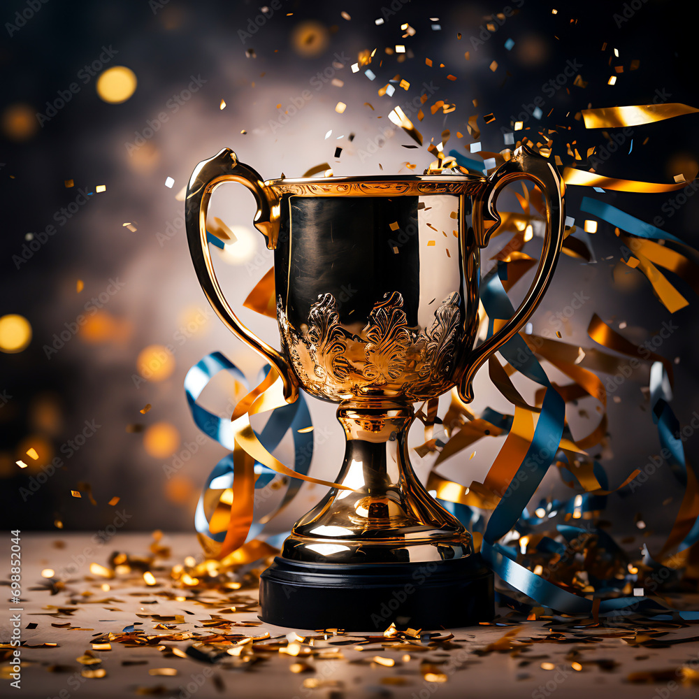 The Golden Achievement Winner Trophy Symbolizes Triumph and Glory - Celebrating Success and Recognition, Generative Ai The Golden Achievement Winner Trophy Symbolizes Triumph and Glory - Celebrating Success and Recognition, Generative Ai