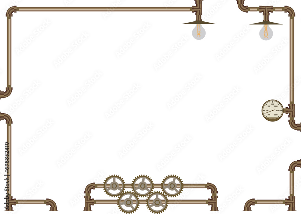 Steampunk plumbing frame Copper material with gradation
Steampunk plumbing frame Copper material with gradation