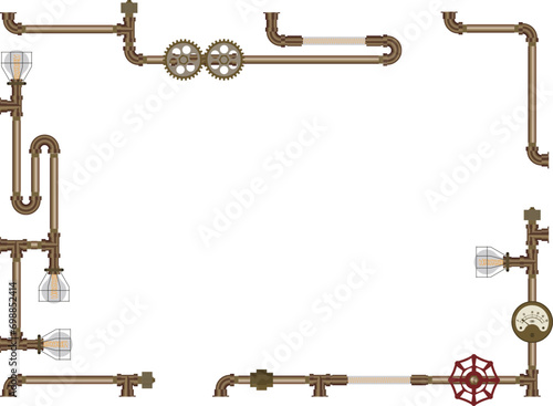 Steampunk plumbing frame Copper material with gradation
