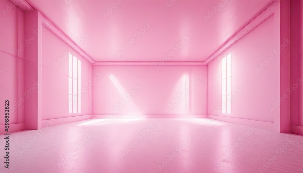 A minimal of the pink neon light empty room for design purposes.