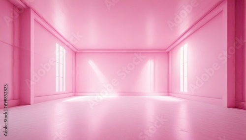 A minimal of the pink neon light empty room for design purposes.