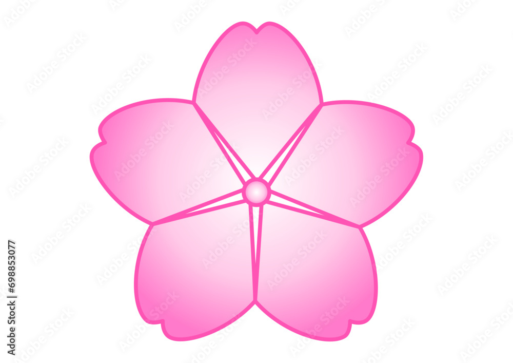 シンプルなピンク色の桜の花のアイコン素材