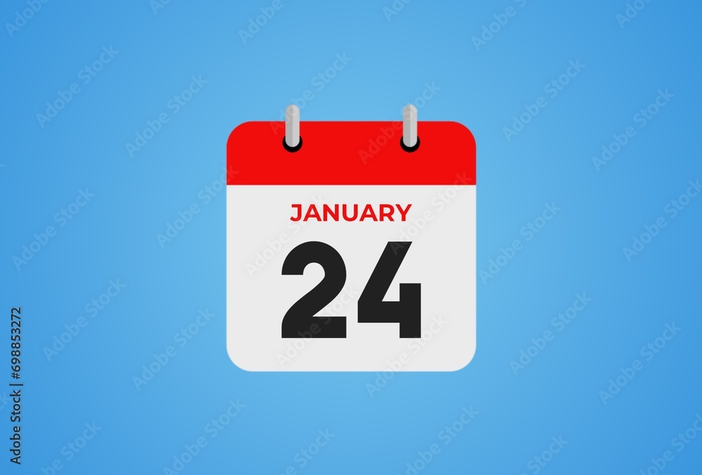 Icon calendar day. 24 January. 24th days of the month, illustration style. Date day of week Sunday, Monday, Tuesday, Wednesday, Thursday, Friday, Saturday. Winter holidays in January. Icon calendar day. 24 January. 24th days of the month, illustration style. Date day of week Sunday, Monday, Tuesday, Wednesday, Thursday, Friday, Saturday. Winter holidays in January.