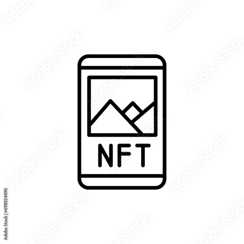Nft art outline icons, minimalist vector illustration ,simple transparent graphic element .Isolated on white background