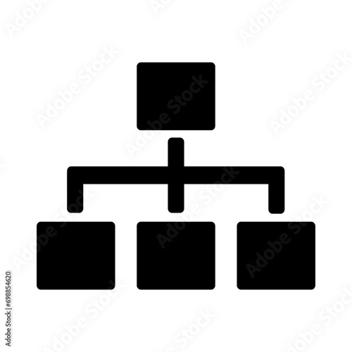 Corporate organization chart with business people icons.