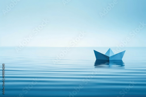 Water concept sea origami blue shipping ocean toy sailing paper boat