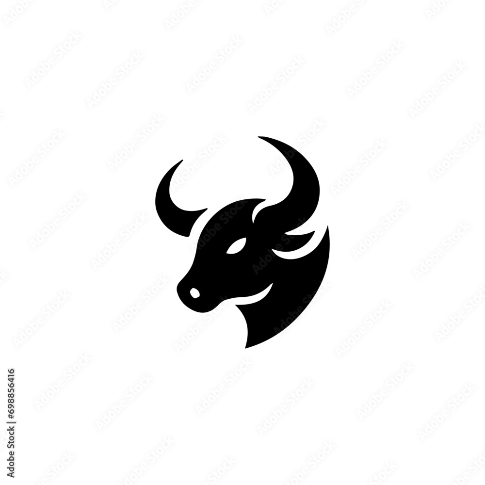 Simple Vector Logo Bull Symbol Black and White on white Simple Vector Logo Bull Symbol Black and White on white