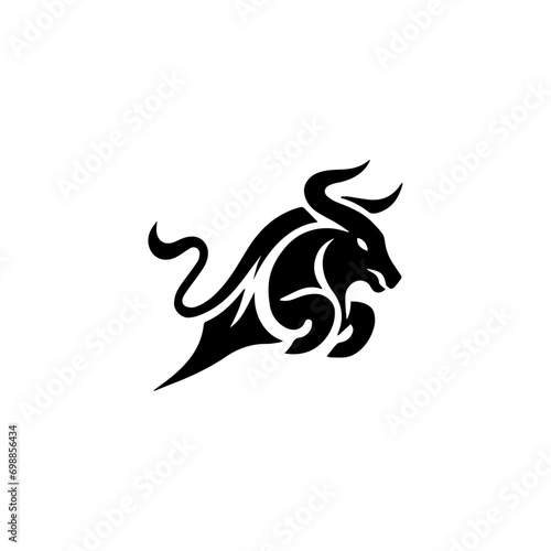 Simple Vector Logo Bull Symbol Black and White on white © santo