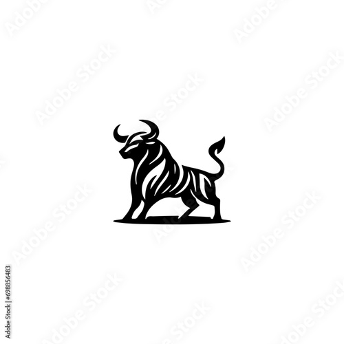 Simple Vector Logo Bull Symbol Black and White on white