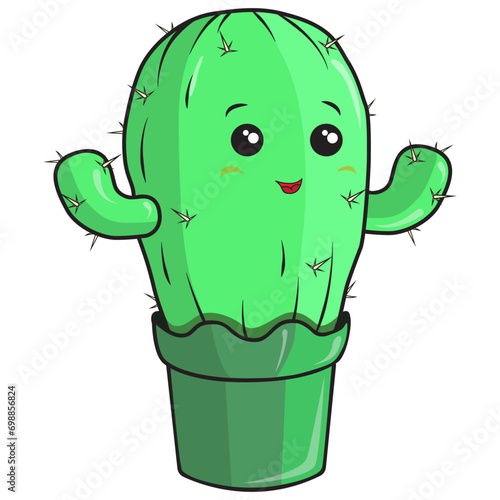 Cartoon cactus in a flower pot.