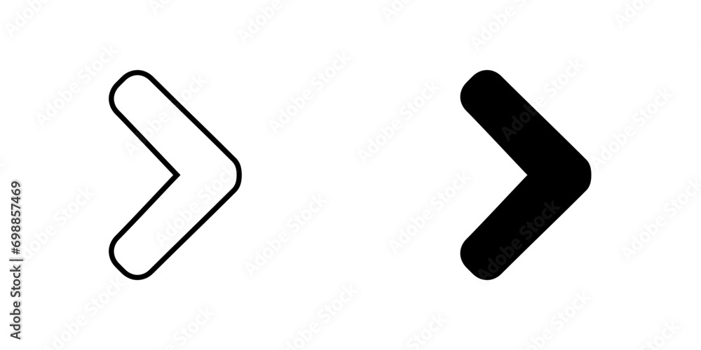 Right arrow icon vector. Next icon sign symbol vector. Move forward vector icon illustration isolated on white background Right arrow icon vector. Next icon sign symbol vector. Move forward vector icon illustration isolated on white background