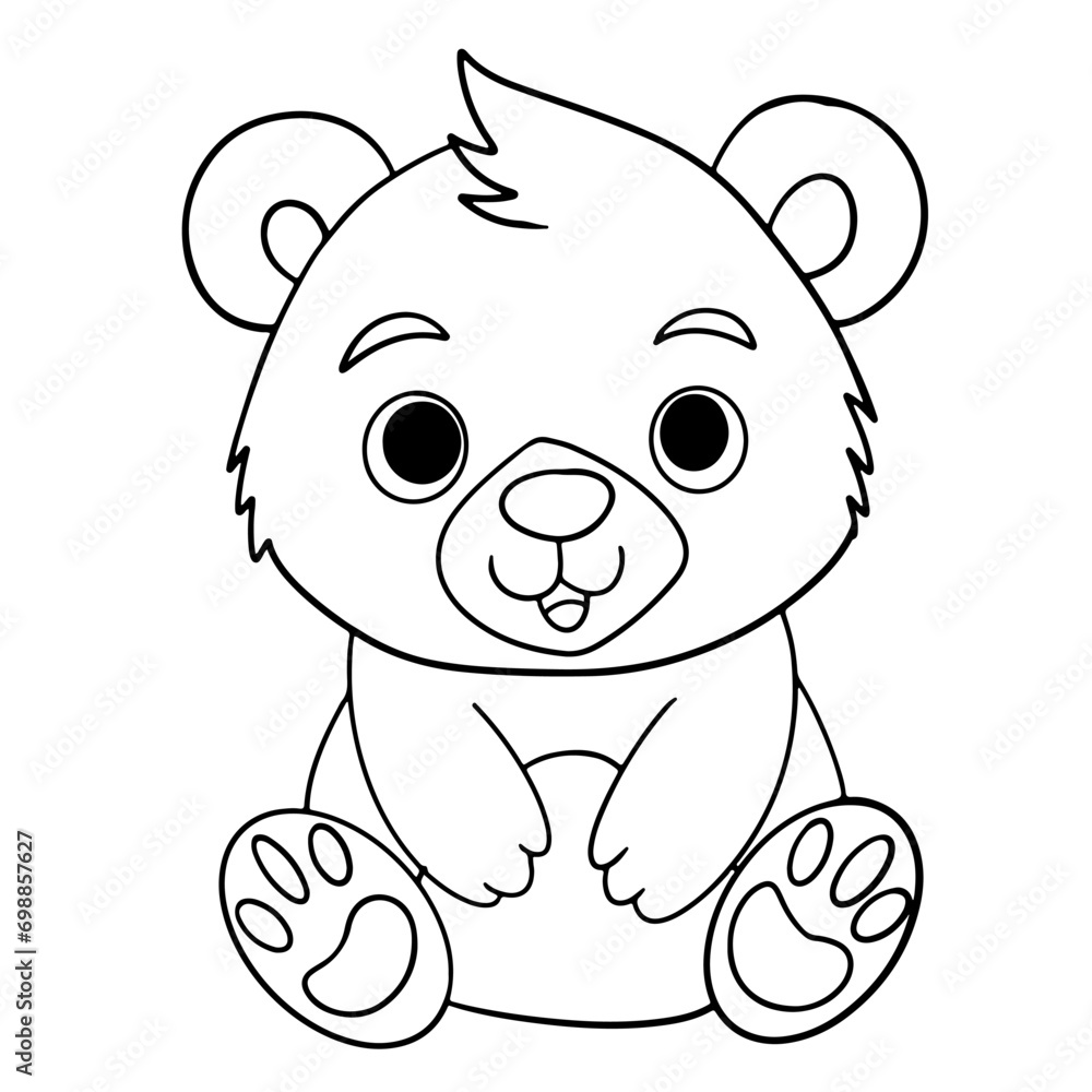 Obraz premium Coloring page outline of cartoon bear 