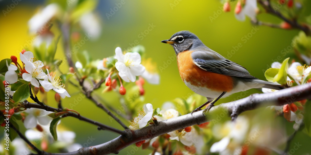 vector illustration of a forest with birds and flowers vector illustration of a forest with birds and flowers