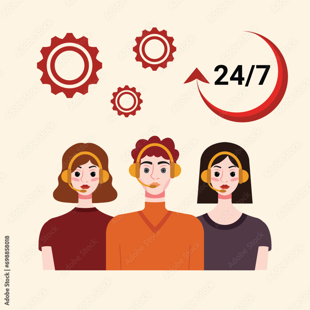 Obraz premium 24/7 customer service design, vector illustration eps 10.