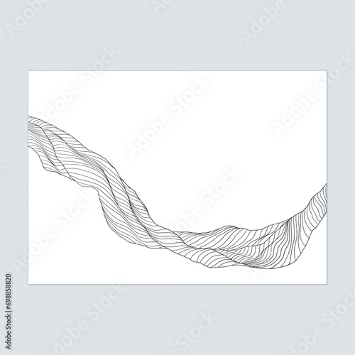 Black and white abstract line art illustration wall decoration