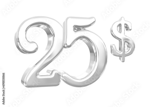 3D Silver Dollar Number 25