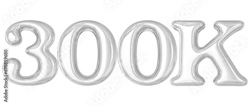 300K Follower Silver 3d Number