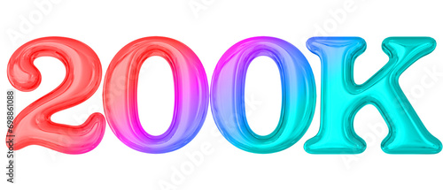 200K Follower 3D Number 