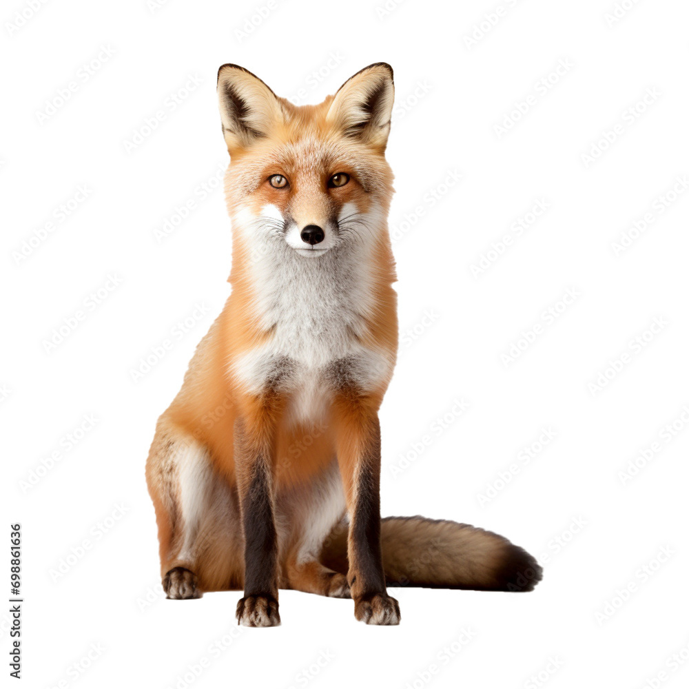 red fox Vulpes with transparent background