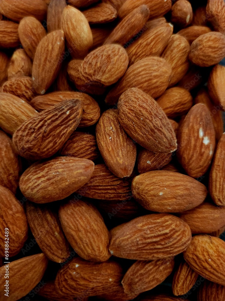 A top view brown almonds A top view brown almonds