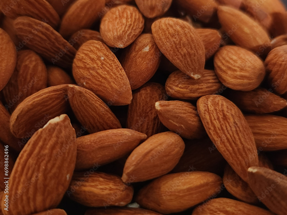 A top view brown almonds A top view brown almonds