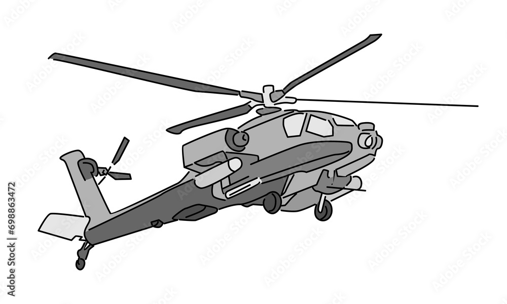 Fototapeta premium line art color of helicopter vector illustration