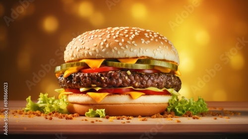 photograph of asty and appetizing hamburger photo