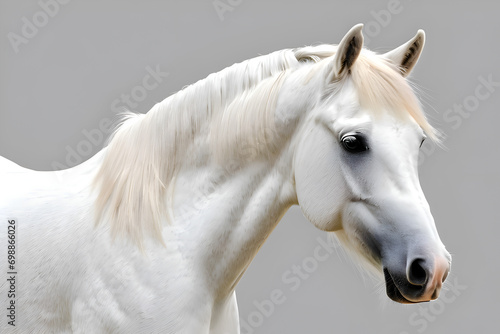 white shining horse. portrait of a white horse
