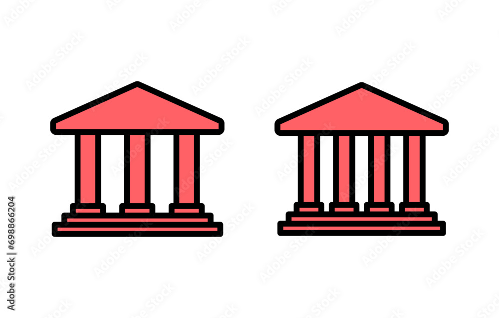 Bank icon set illustration. Bank sign and symbol, museum, university Bank icon set illustration. Bank sign and symbol, museum, university