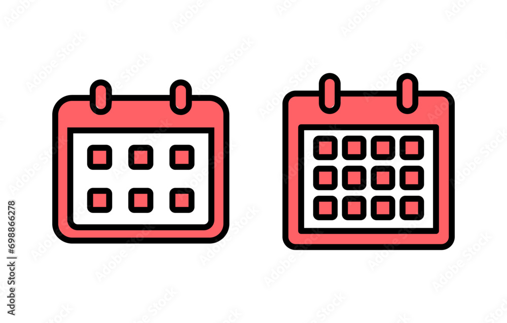Calendar icon set illustration. Calender sign and symbol. Schedule icon symbol