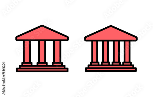 Bank icon set illustration. Bank sign and symbol, museum, university