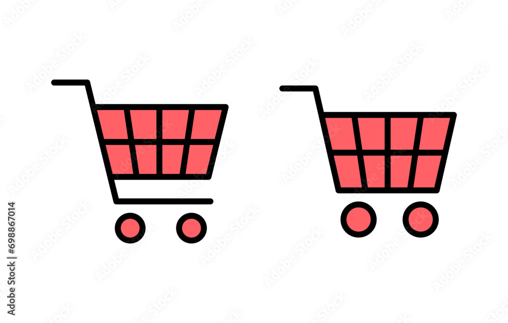 Shopping icon set illustration. Shopping cart sign and symbol. Trolley icon Shopping icon set illustration. Shopping cart sign and symbol. Trolley icon