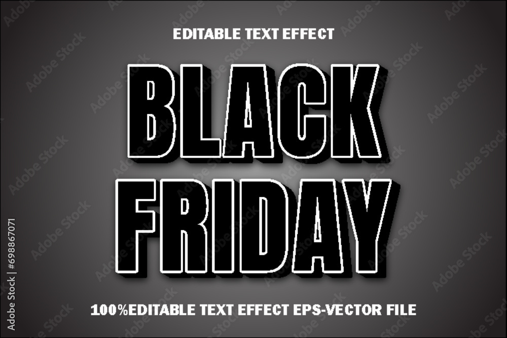 Obraz premium Black Friday Editable Text Effect 3D Emboss Gradient Style