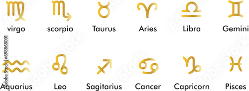 set of zodiac sign gold photo
