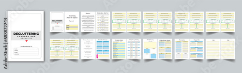 Decluttering Planner Organizer design with cover page design template layout