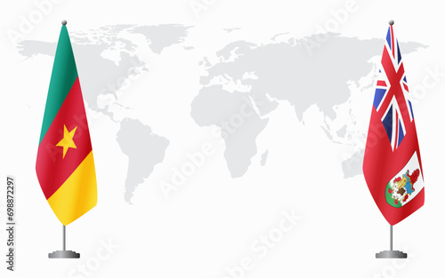 Cameroon and Bermuda flags for official meeting