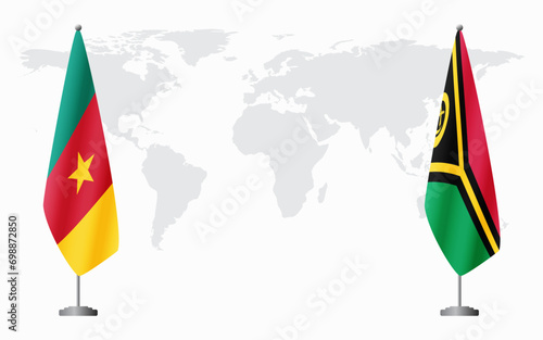 Cameroon and Vanuatu flags for official meeting