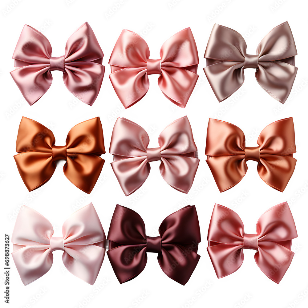 Set of bows isolated on transparent or white background	