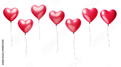Heart shaped balloons isolated on transparent or white background 