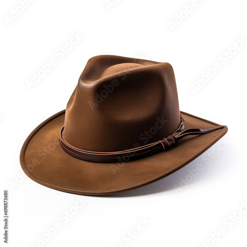 Brown cowboy hat isolated on white background, generative ai.