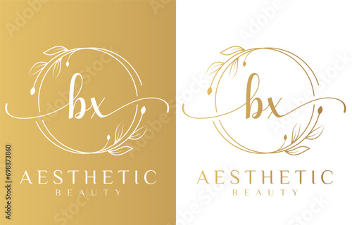 Letter X Beauty Logo with Flourish Ornament