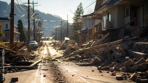 地震で被災した街