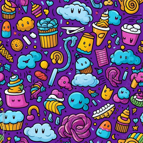 cartoon candy doodle pattern