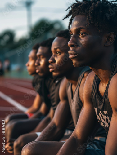 A Group Of Black Athletes At A Community Sports Event Emphasizing Physical Strength And Unity In Sports