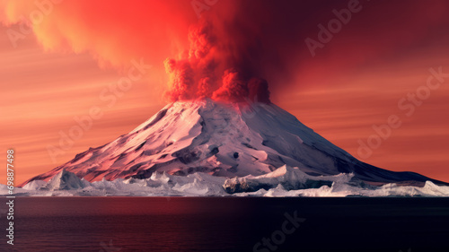 Fotografia A volcano at the South Pole,generative ai