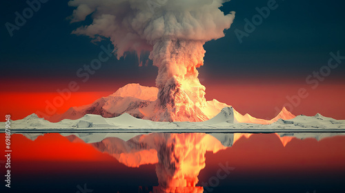 A volcano at the South Pole,generative ai photo