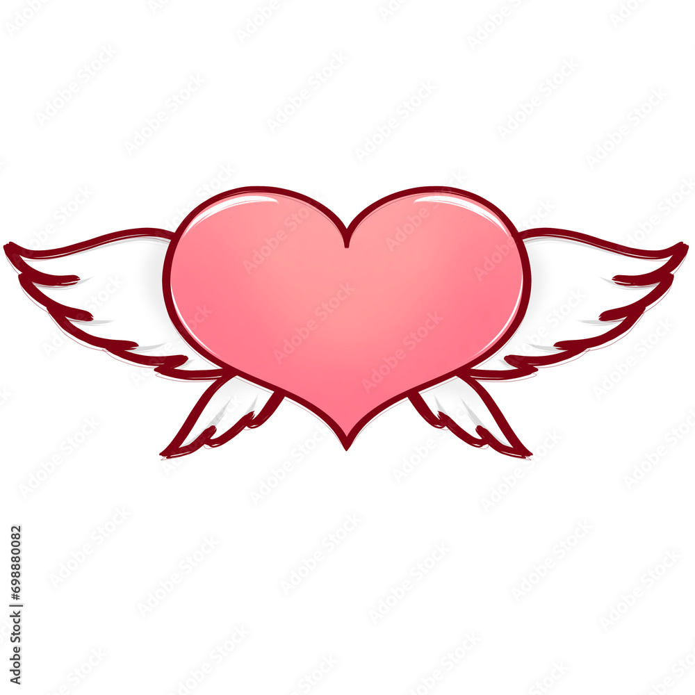 heart with wings illustration, valentine day clipart 